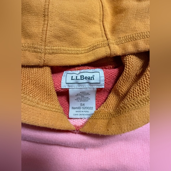 L.L. Bean Kids' Athleisure Hoodie Colorblock Girls size 4 Pink Grapefruit Color - Picture 5 of 7